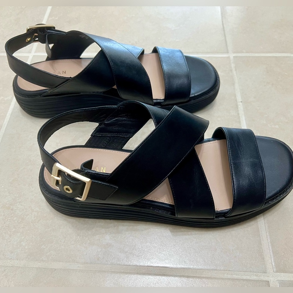 Cole Haan Black Sandals with Crisscross Straps